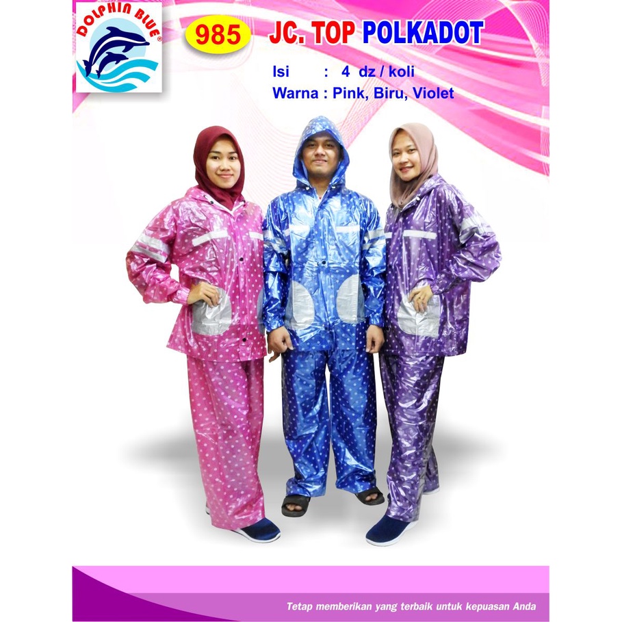 JAS HUJAN SETELAN DEWASA TOP POLKADOT DOLPHIN