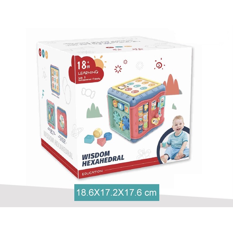 Mainan Bayi Kotak Mainan Edukasi Anak 7 in 1 Mainan Bayi Shape Box Wisdom Hexahedral