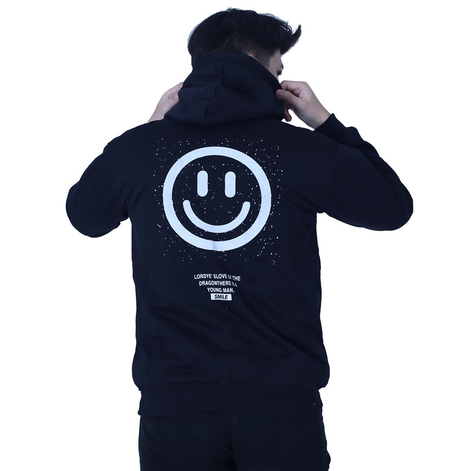 Smile Hoodie Black - Jaket Hoodie Unisex Kekinian