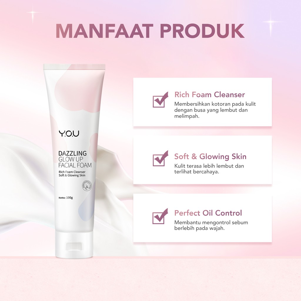 YOU Dazzling Glow Up Facial Foam | Sabun Cuci Muka untuk Mencerahkan Kulit Kusam | Niacinamide