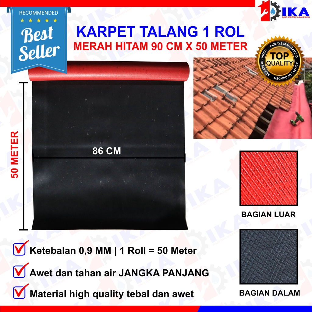 Karpet Talang Air 1 Roll 90 (Bersih 86cm) Merah Hitam Pabrikan READY 1 Roll = 50 meter !!