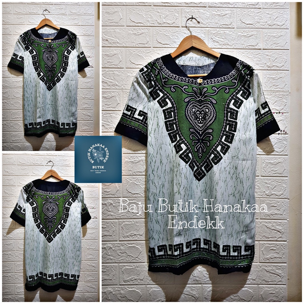 Baju Etnik Dashiki Love Putih Pria/Wanita (Unisex)