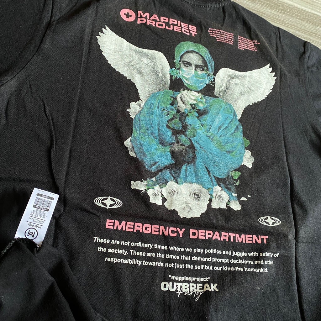 T-Shirt Kaos Distro Streetwear Original Mappies Spesial art Outbreak From Bandung Kaos Oversize Hitam