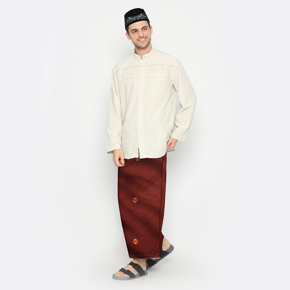 Sarung ATLAS Premium 770 Songket Gerimis Coklat 03