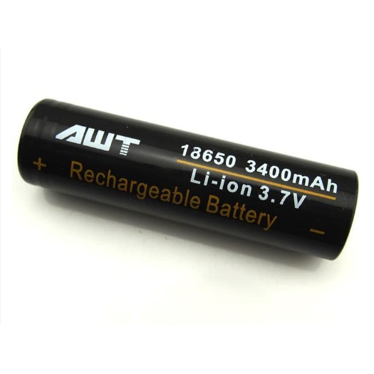 Baterai AWT 18650 3400mAh Batu Baterai Charger Battery Recharger Baterai Hitam Baterai Elektrik