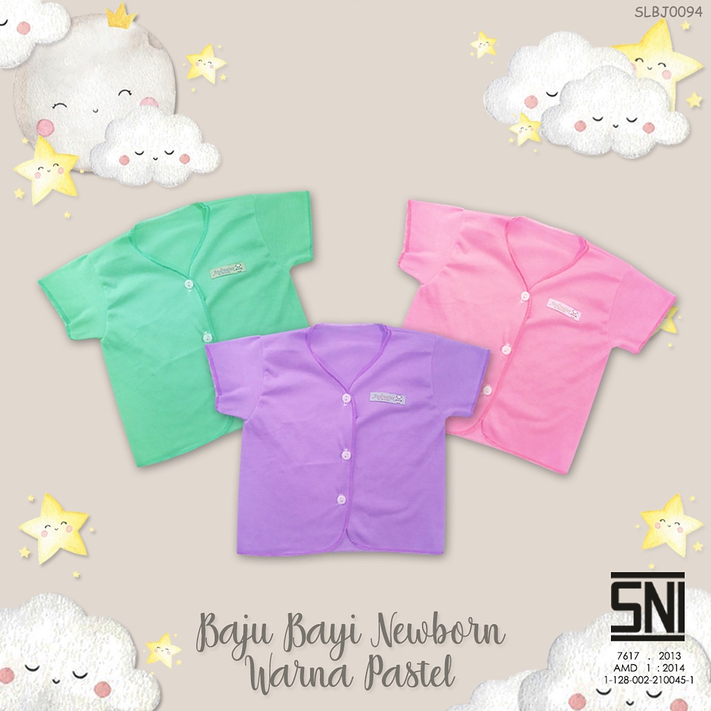 6 Pcs Baju Bayi Boboko Lengan Pendek - Baju Bayi Pendek Warna Pastel - Setengah Lusin Kemeja Bayi Warna Warni