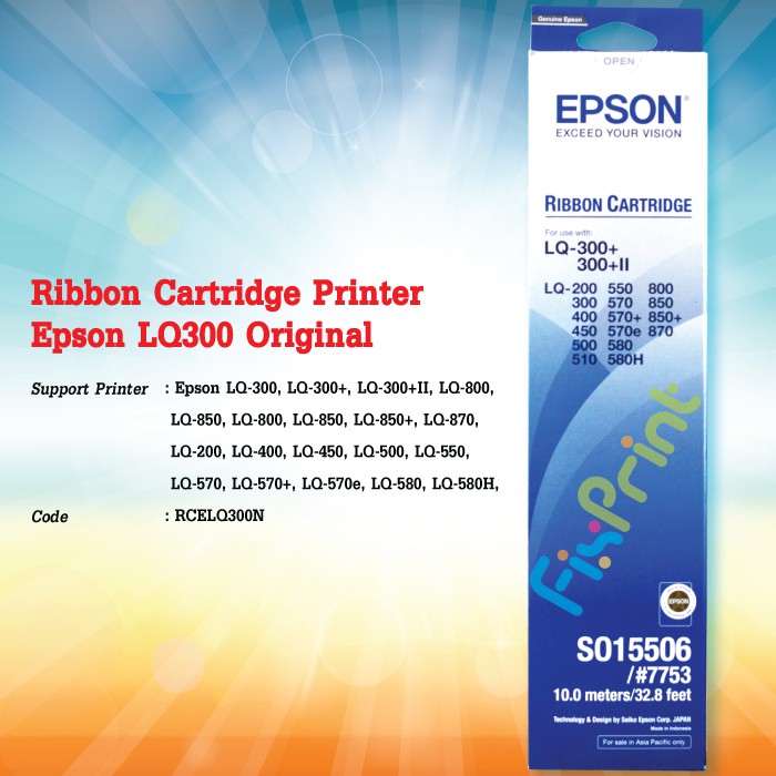 Ribbon Cartridge Original Epson LQ-300 LQ-300+ lQ-300+II LQ-800 LQ300 LQ300+ lQ300+II LQ800 Printer