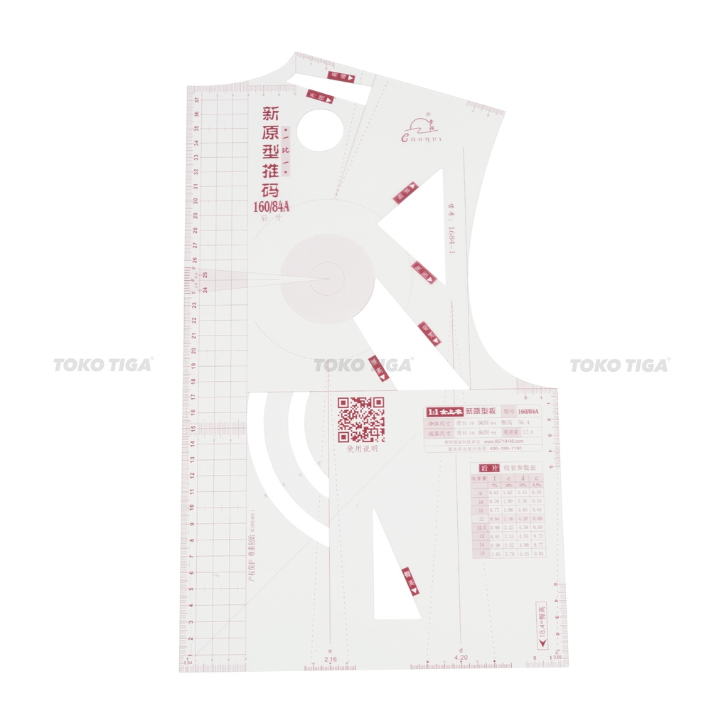 Penggaris Pola SET Drafting Skala Badan 1:1 / Prototype Ruler 160/84A