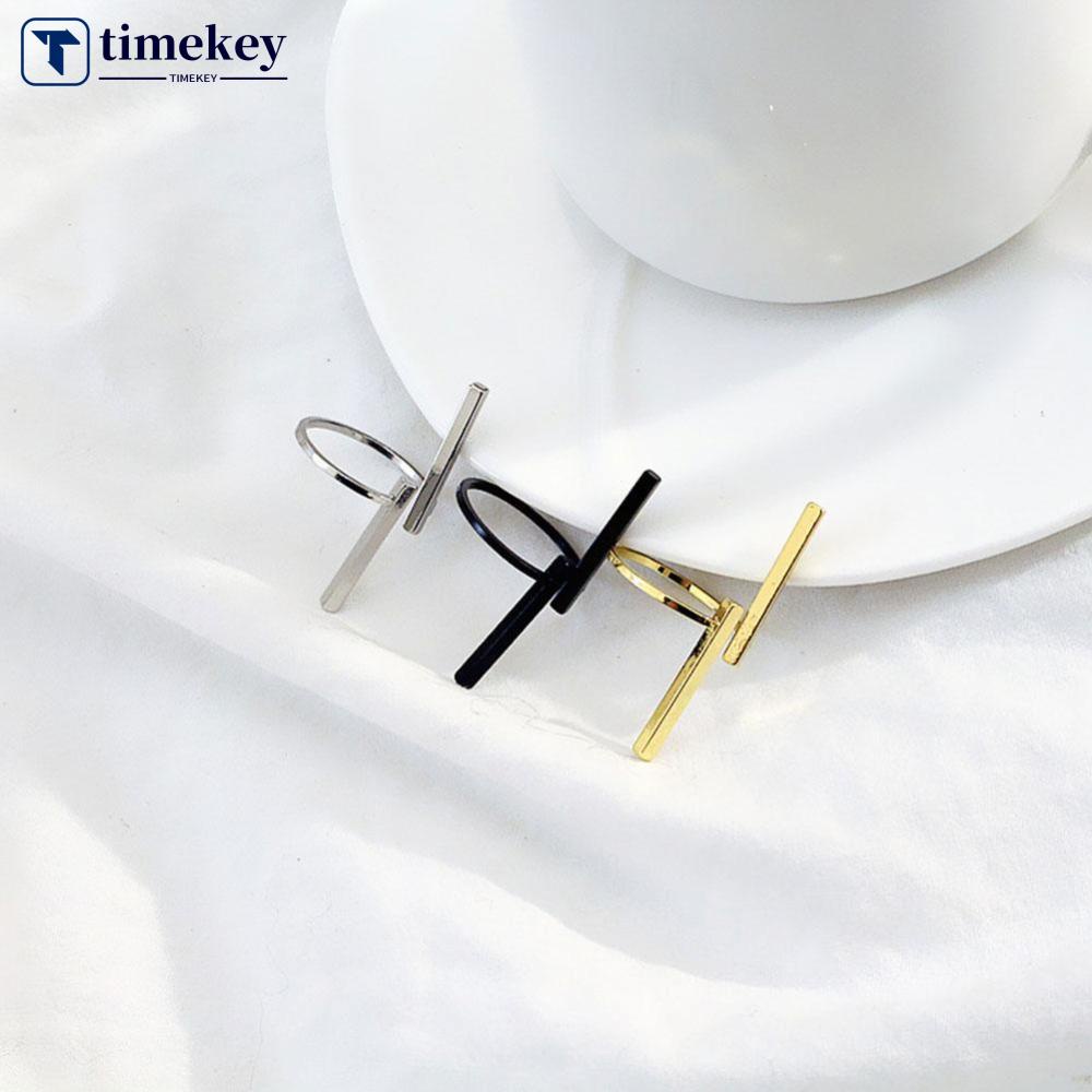 Timekey Cincin Terbuka Pola Geometri Gaya Minimalis Untuk Unisex A1K5