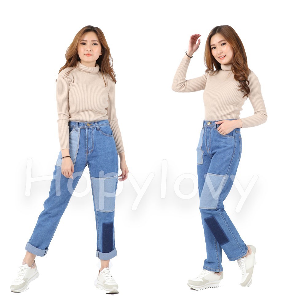 HOPYLOVY - Celana Boyfriend Jeans Wanita Briona