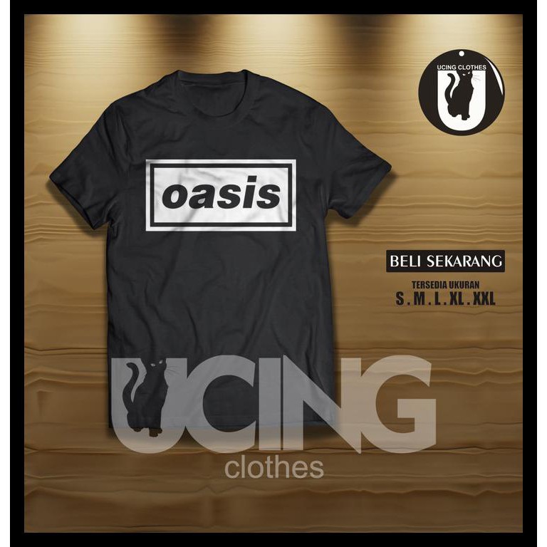 Baju Kaos Pria Distro Kaos Baju Oasis Kaos Band Metal - Hitam, M Murah Simple Custom