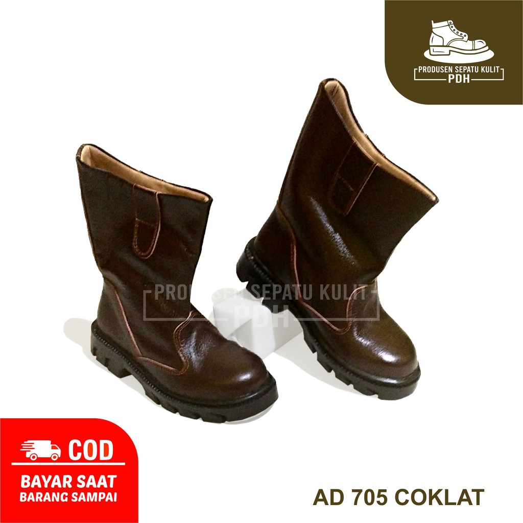 SEPATU SAFETY SHOES KULIT ASLI PEKERJA LAPANGAN DAN LAB ADA BESI - AD CK 705