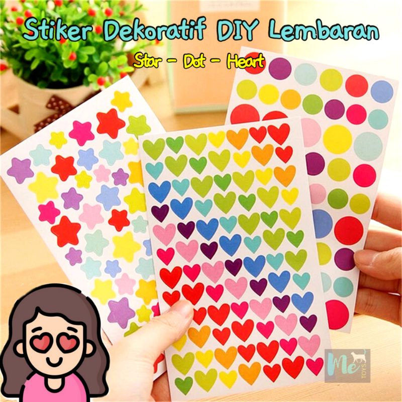 

Stiker Apresiasi / Stiker Dekoratif DIY per Lembar - Dot , Heart , dan Star