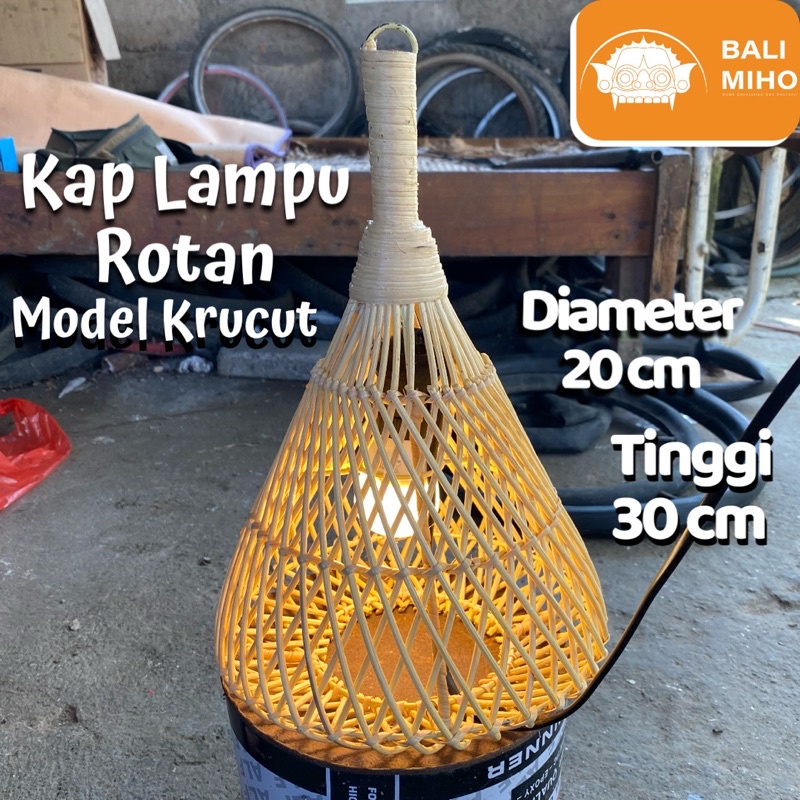 Kap Lampu Rotan Model Krucut 20 cm KAP LAMPU Cafe KAP Lampu Unik Lampu Rotan Lampu Kayu Lampu Kafe R