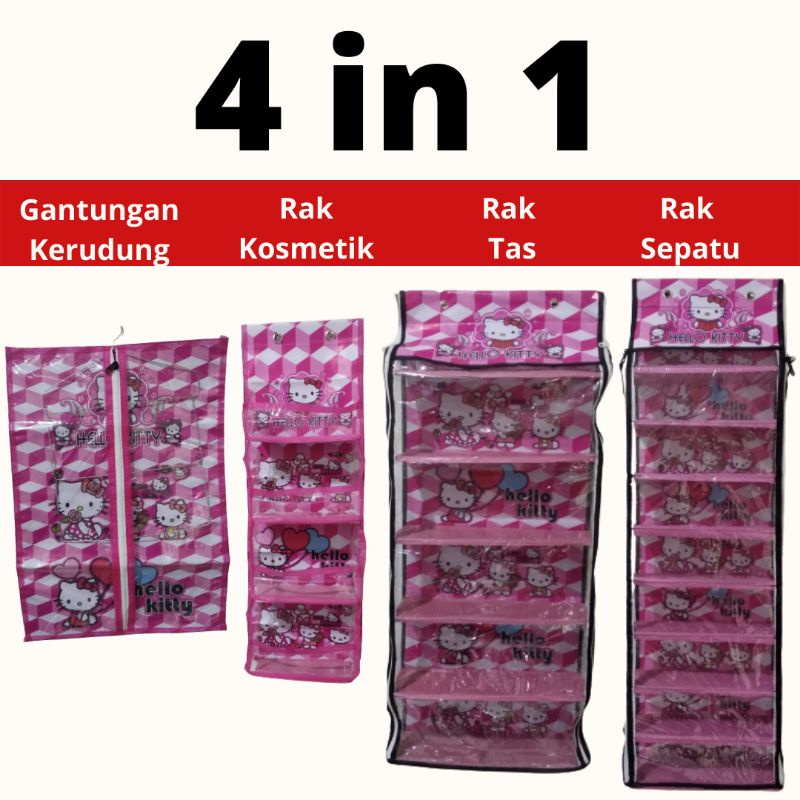 GANTUNGAN RAK SET HBO 4 IN 1 (RAK TAS + RAK KOSMETIK + RAK SEPATU + GANTUNGAN KERUDUNG)