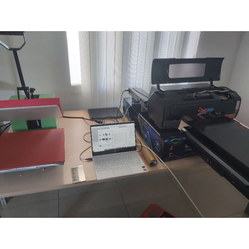 Mesin Sablon 2 in 1 ( DTG dan DTF) Dan Mesin press 38x38