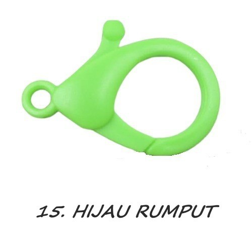 Kaitan Kokot Udang Plastik Claps Plastik Uk 35mm Warna/i Doff Harga/Pc-15. HIJAU RUMPUT