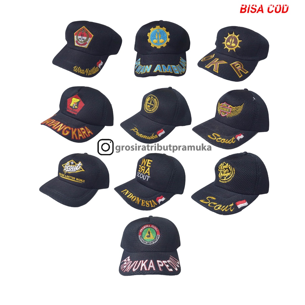TOPI PRAMUKA JARING DOBELMESH PREMIUM TOPI AMBALAN SAKA WIRAKARTIKA SAKA BHAYANGKARA SCOUT PRAMUKA P