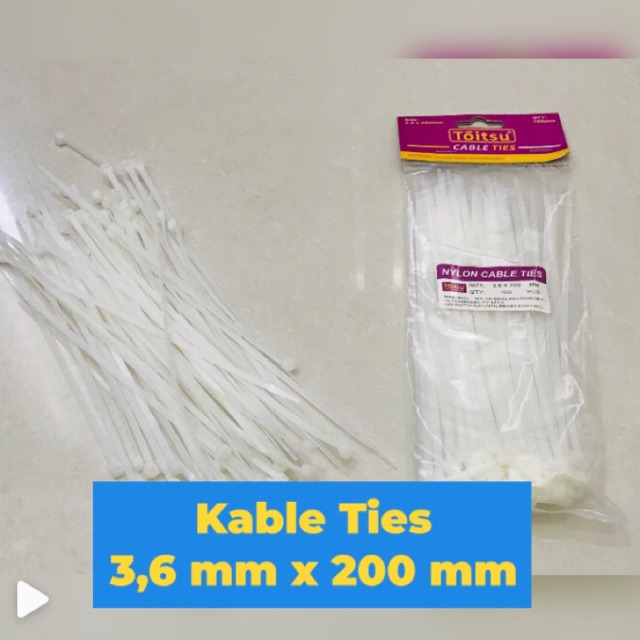 3,6 x 200 Kabel Ties Cable Tie / Pengikat Kabel / Makanan Barang Putih