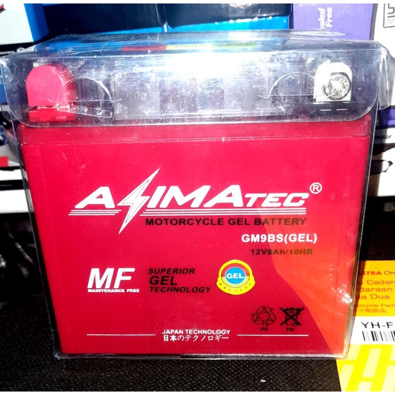 AKI SUZUKI THUNDER GM9BS 9 AMPERE TAHAN AIR AZIMATEC KERING MF BEBAS PERAWATAN