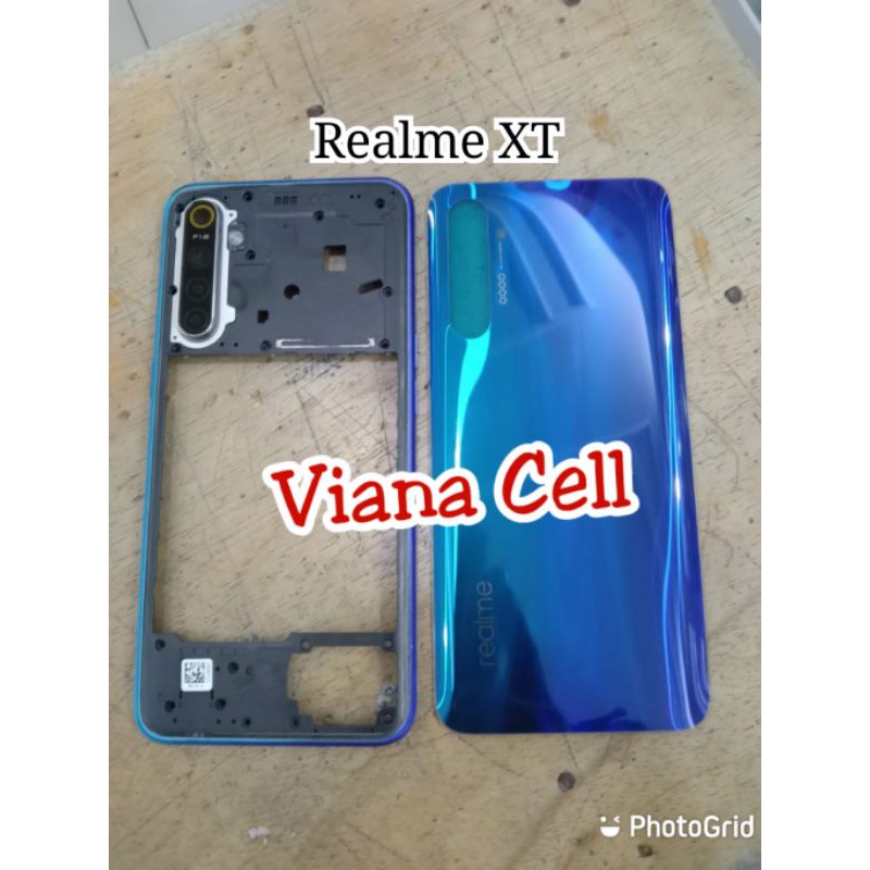 BACKDOOR TUTUP MESIN REALME XT CASING HOUSING FULLSET TULANG BELAKANG RING KACA KAMERA ORI