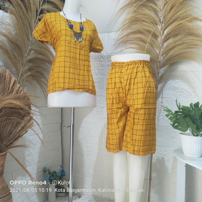 zahra.al.gifari/setelan celana pendek/setcel bali rayon murah Banjarmasin laris /cod.bayar di tempat