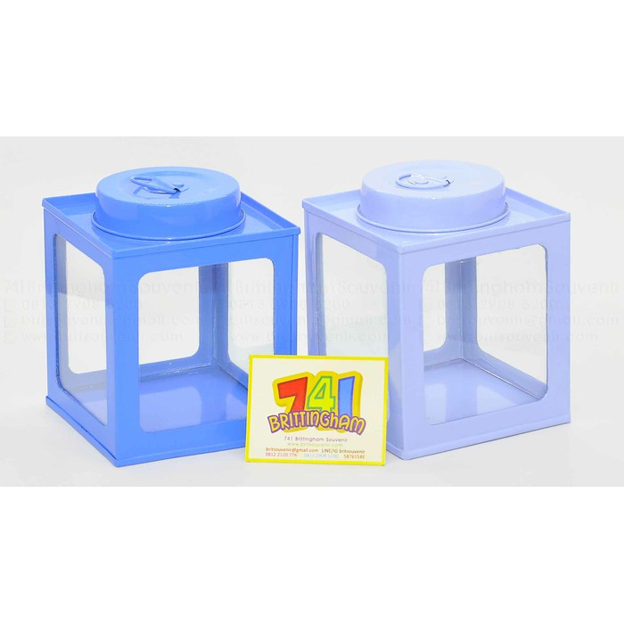 Kaleng Kerupuk Mini M Kaca 4 Sisi/ Kaleng Krupuk Mini/ Kaleng Shabby