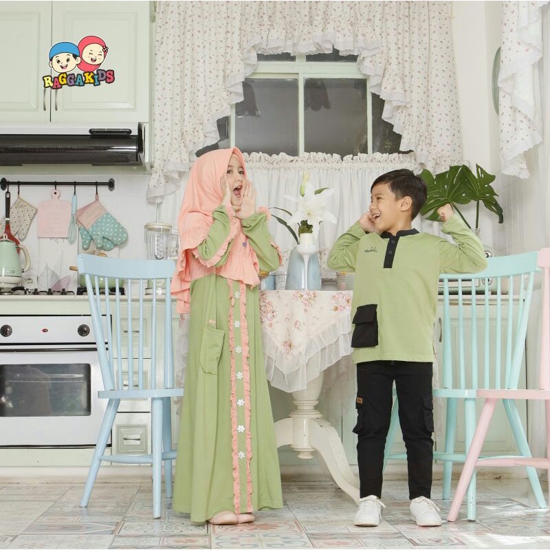 Baju Gamis Anak RAGGAKIDS RG 54 RGD 54 KR03 KRD04 WARNA HIJAU baju muslim anak perempuan setelan ana