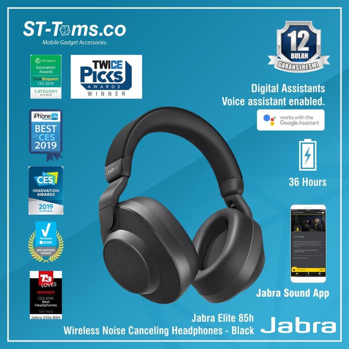 Jabra Elite 85h Wireless Noise Canceling Headphones - Black