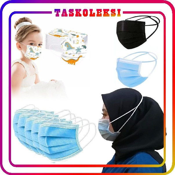 ☛TK☚ R458 MASKER 3PLY ISI 50PCS MASK EARLOOP MASKER HIJAB FACE HEADLOOP PELINDUNG ANTI BAKTERI