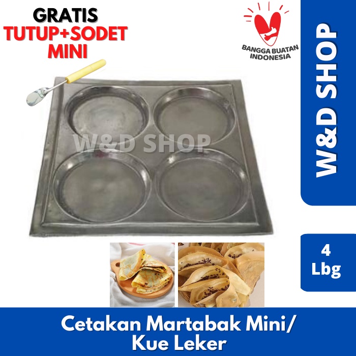 Cetakan martabak mini 4 lubang Free Sodet+Tutup-Cetakan martabak mini-cetakan martabak manis