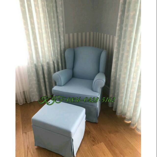 Sofa single wing chair set puff kain wing chair baby and mom