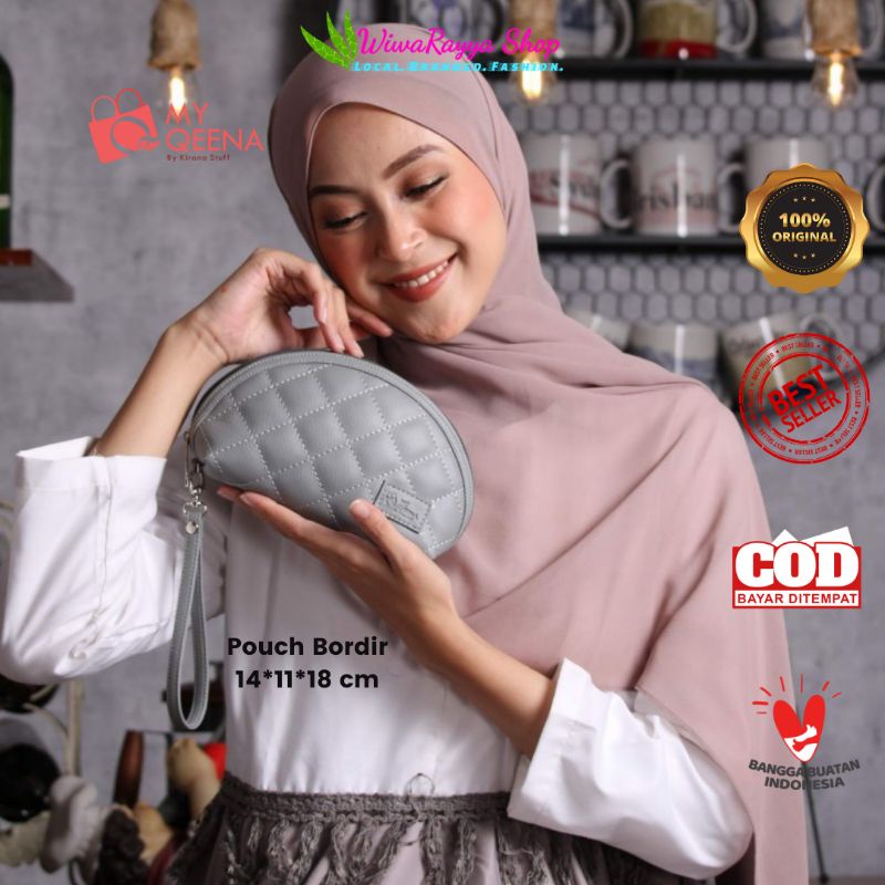 Dompet Pouch Makeup Kosmetik Tas Tangan Serbaguna Pouch Bordir My Qeena by Kirana Stuff