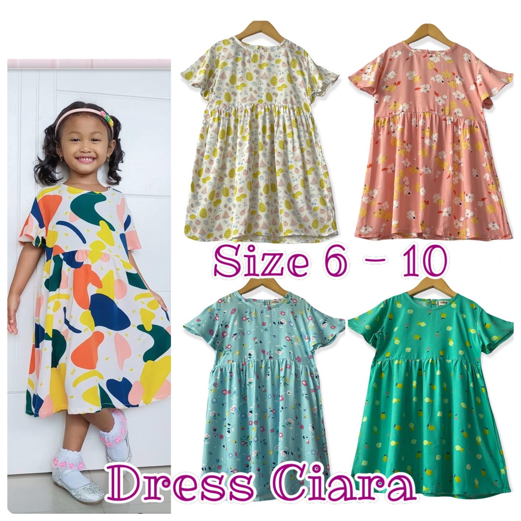 Dress Ciara Dress Anak Rayon Junior Neeca Kiddos Size 6-10 Tahun