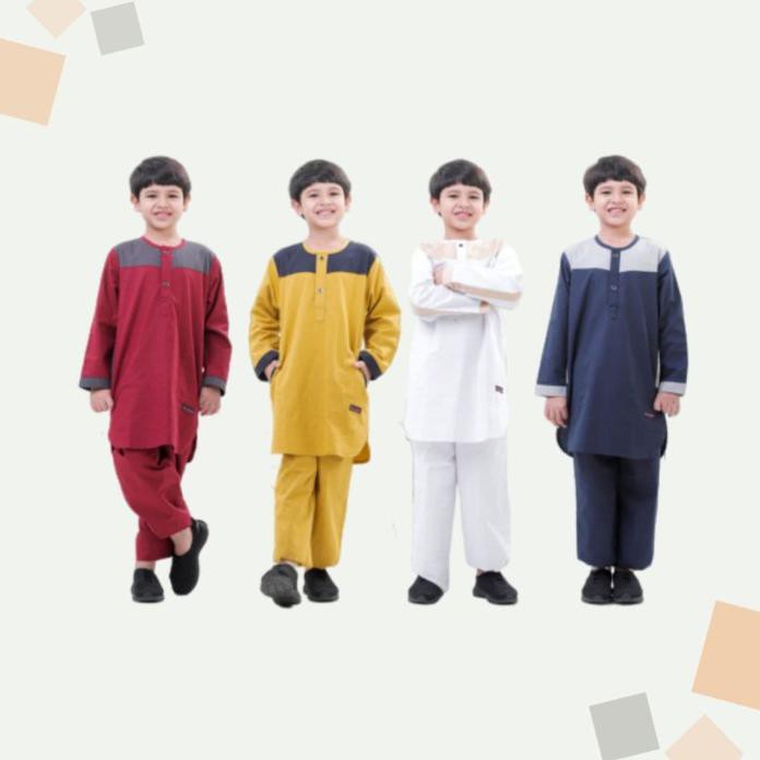 BAJU KOKO ANAK TERBARU BAJU MUSLIM ANAK LAKI WARNA PUTIH KATUN PREMIUM - LEMON, 4