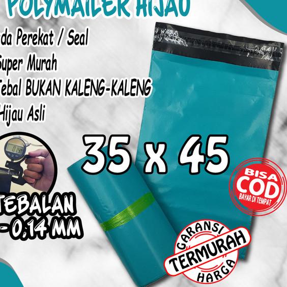 

☉ HIJAU TOSKA 35x45 CM (+/- 100 lembar) Polymailer Plastik Packing ✼