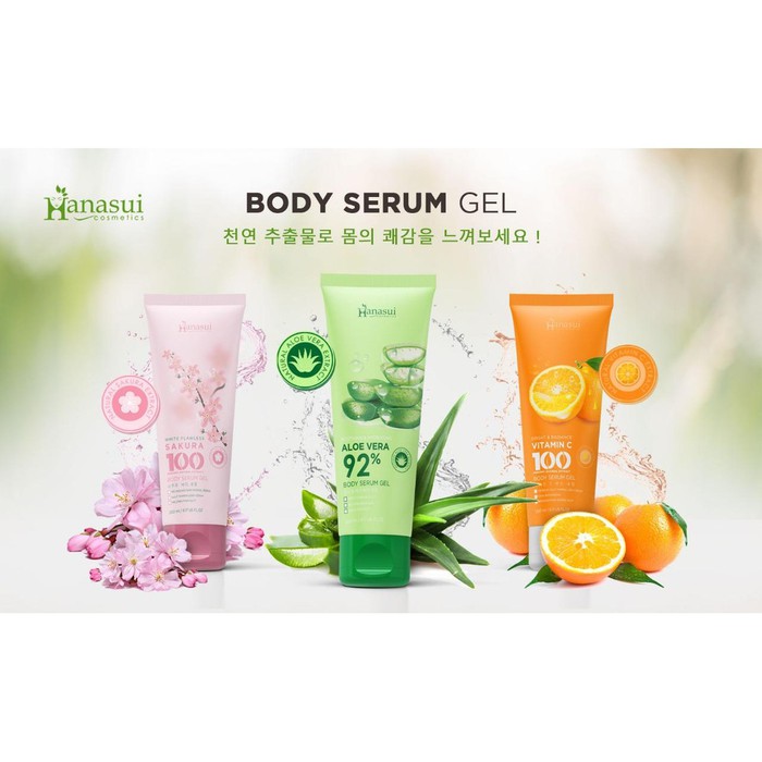 ❤ RATU ❤ Hanasui Body Serum Gel 200ml | Aloevera Vit C Sakura (✔️BPOM)