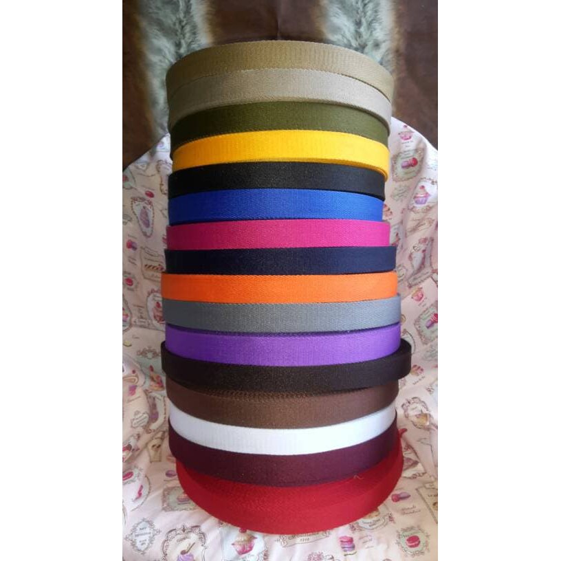 tali tas polyester HALUS TEBAL 2,5 cm per meter banyak warna