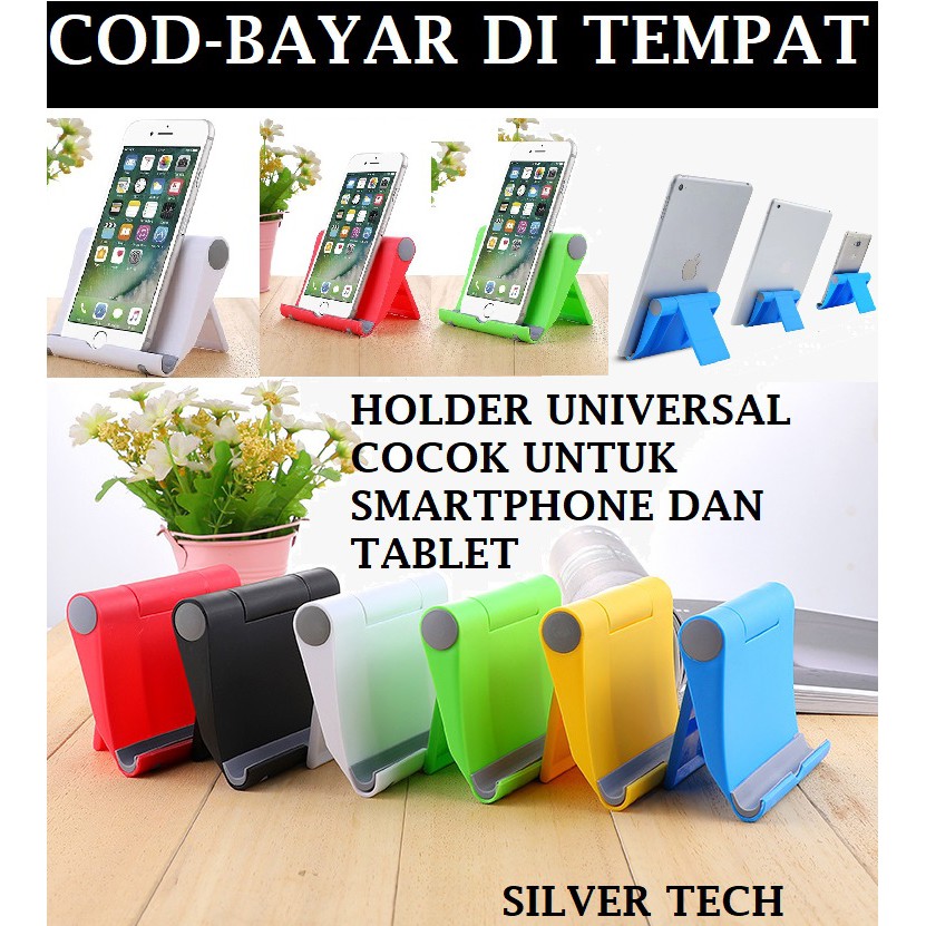 Silver Tech Holder Meja Universal Untuk Handphone dan Tablet / Ipad