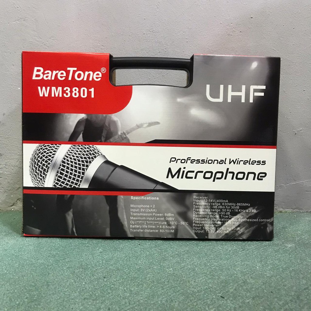 Mic Wireless BARETONE WM3801 Handheld Mic Wireless Baretone WM 3801 HANDHELD