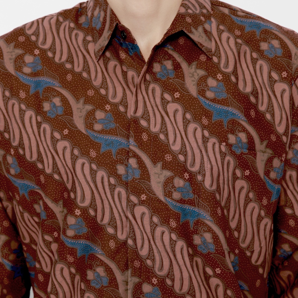 KEMEJA BATIK PRIA Slimfit Slim Fit Lengan Panjang Premium Warna Coklat Cokelat Biru 728888 Cap 72 - Baju Kemeja Atasan Pakaian Setelan Batik Pria Cowok Laki Laki Remaja Keluarga Kantor Lengan Panjang Modern Slimfit Slim Fit Premium Kekinian