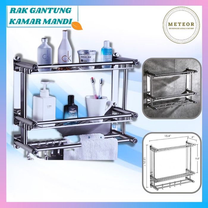 Rak Dapur - Rak Kamar Mandi Dinding Rak Bumbu Dapur Stainless Steel Rak Tempel