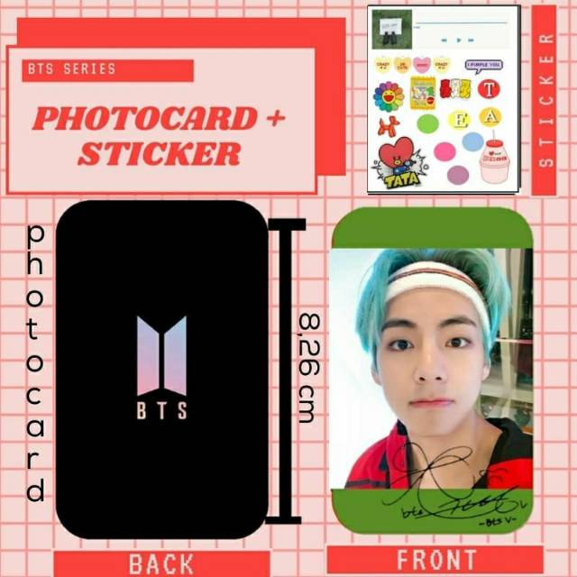 DIY Sticker photocard set aesthetic colorfull bts hp case unik kreatif jin jungkook rm jhope jimin v