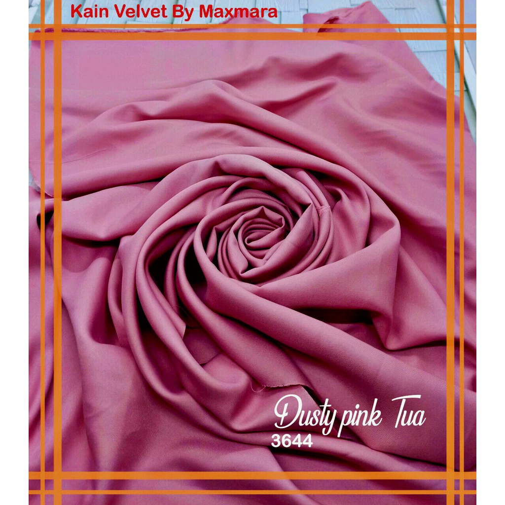 Bahan Multi Kain Satin saten Velvet maxmara Polos bridesmaid Meteran Super A Grade-3644 dusty pink tua