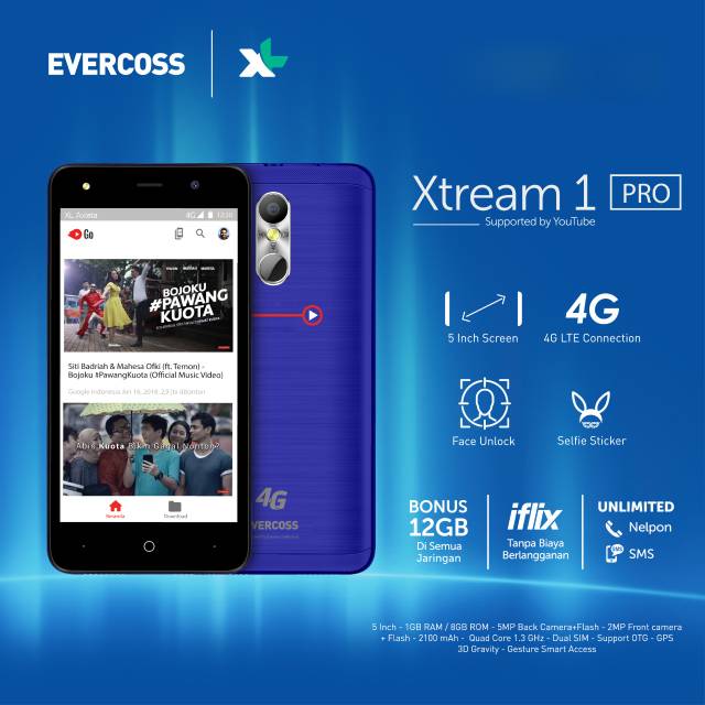 EVERCOSS M50 STAR XTREAM 1 PRO 1/8GB 100% ORIGINAL GARANSI