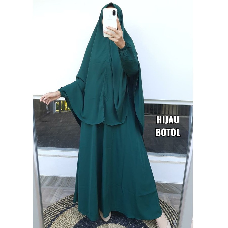 Gamis Wolfis Set Hijab Pet Syar'i/ Gamis Syari'i Wolfis Grade A