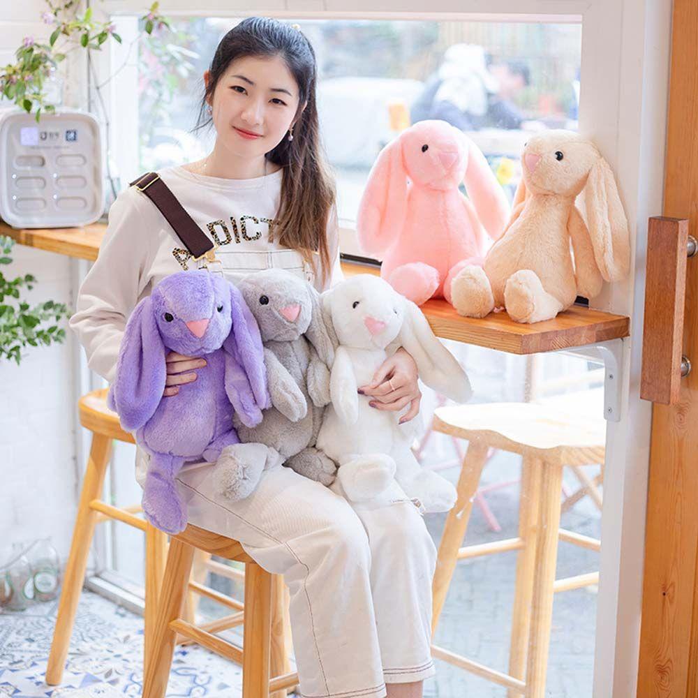 Quinton Long-eared Rabbit Plush Doll 30 cm Kartun Pink Anak Malu Boneka Kelinci Hewan Boneka Mainan