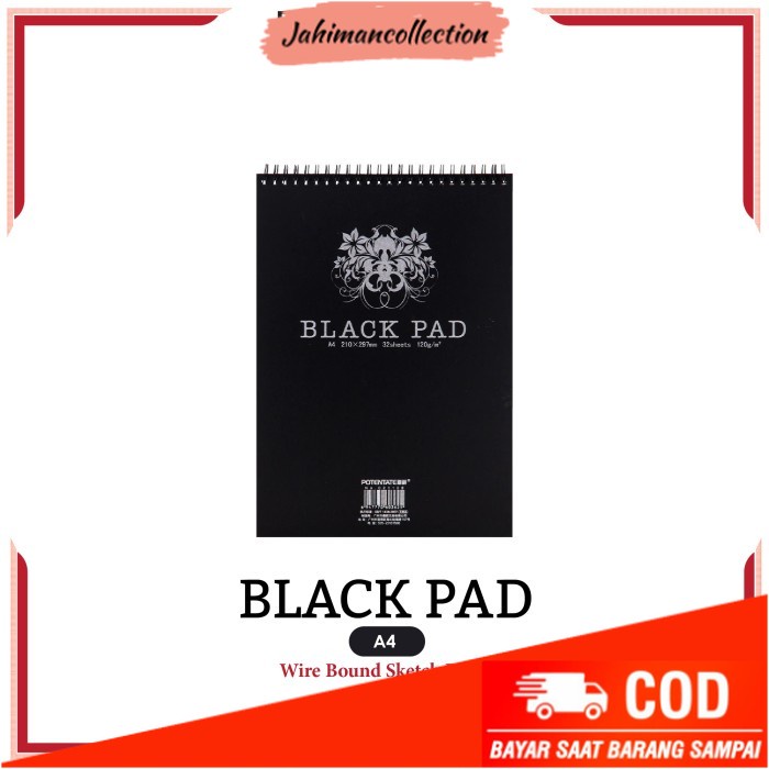 

✨ BISA COD ✨ Buku Sketsa Potentate Black Paper A4 Wire Bound Sketchbook