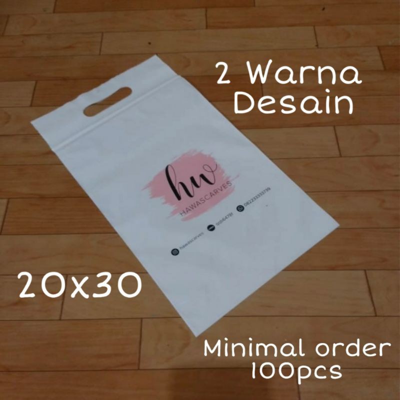 Plastik ziplock 20x30 sablon 2 warna untuk baju hijab masker motif custom