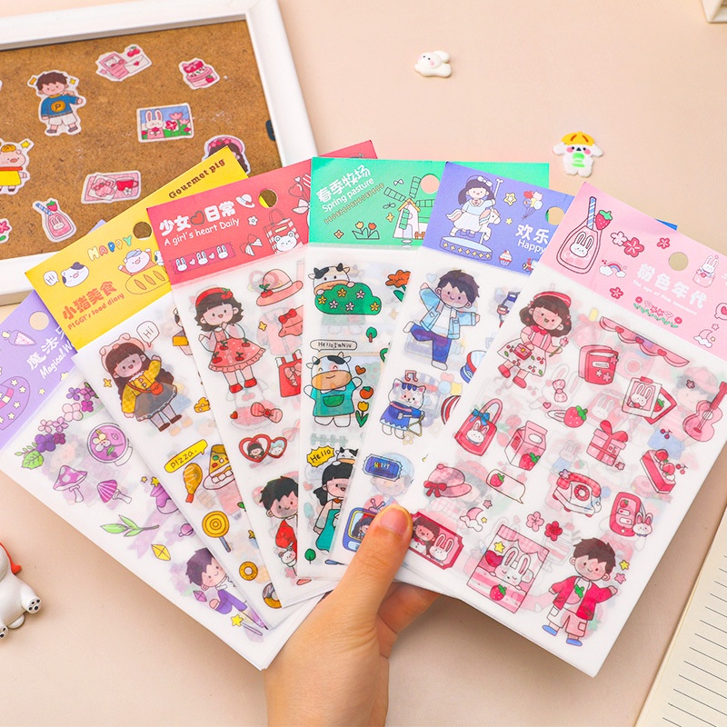

[DZ] ST403 - 4 pcs / lembar Diy Sticker Stiker Deco Dekorasi Diary